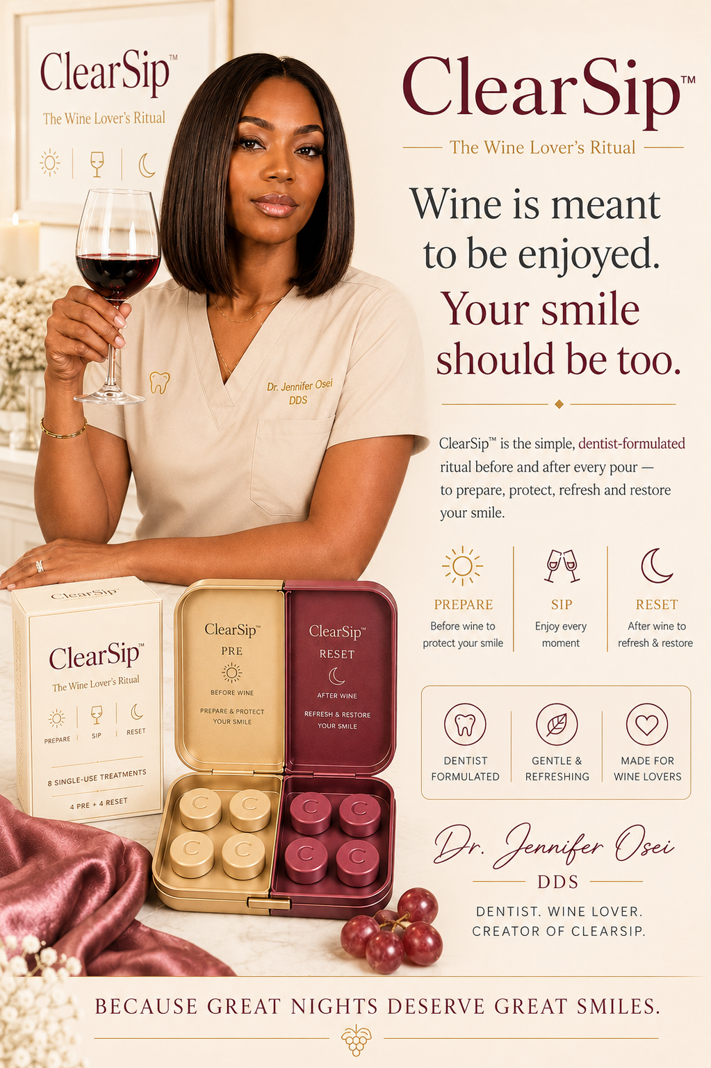 Portrait of Dr. Jennifer Osei, DDS, founder of ClearSip